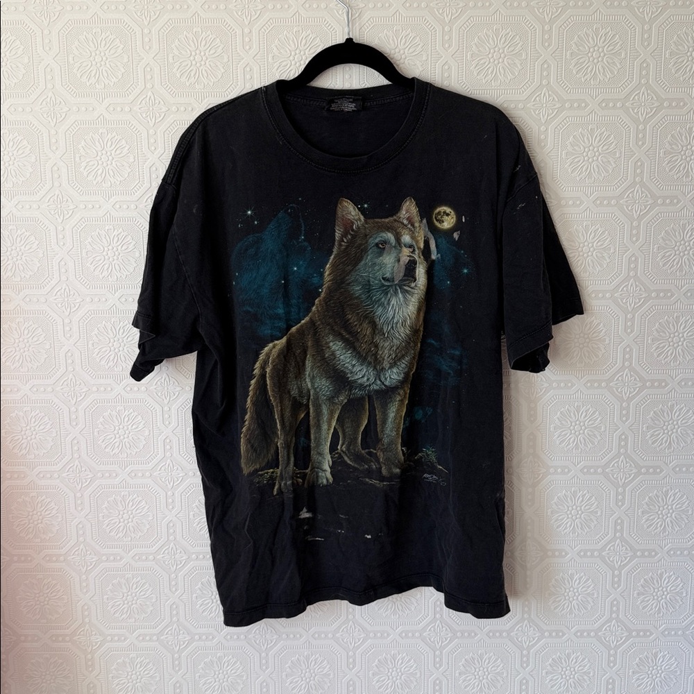 ⬇️ Black Double Sided Wolf T-Shirt Size XL